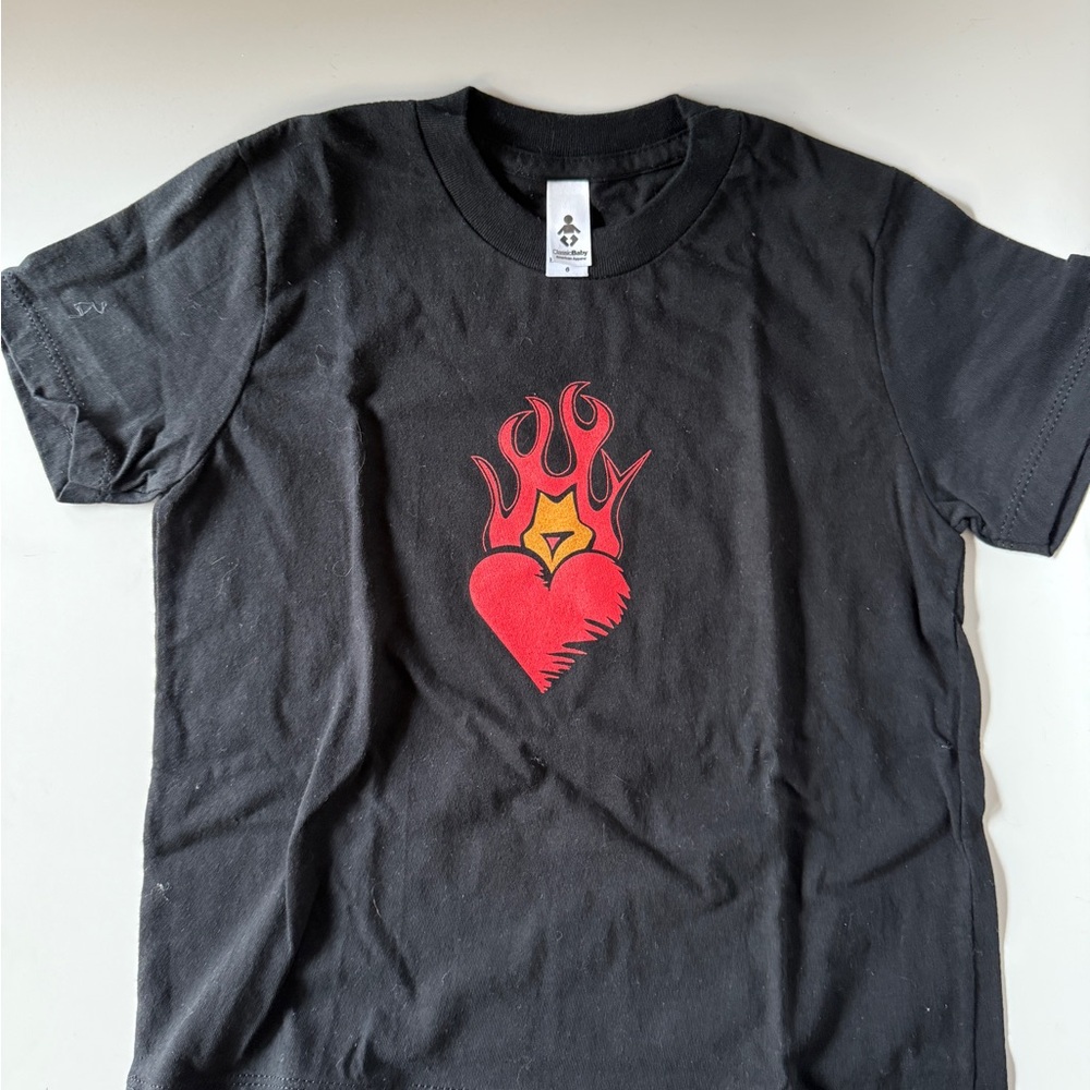 American Apparel Black Tee with Red Heart Design